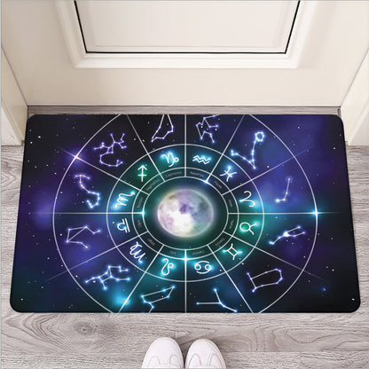 Galaxy Zodiac Wheel Print Rubber Doormat