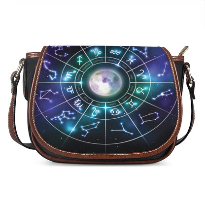Galaxy Zodiac Wheel Print Saddle Bag