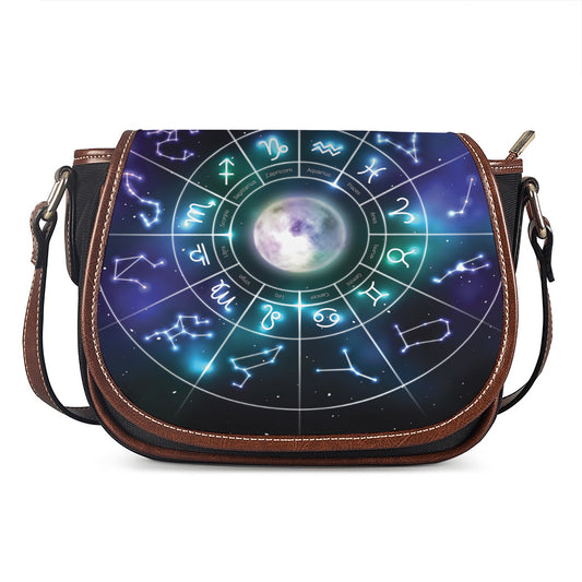 Galaxy Zodiac Wheel Print Saddle Bag