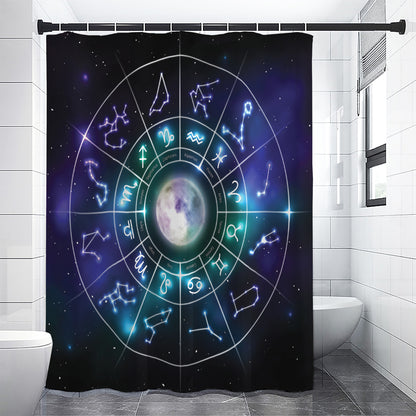 Galaxy Zodiac Wheel Print Shower Curtain
