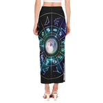 Galaxy Zodiac Wheel Print Side Slit Maxi Skirt