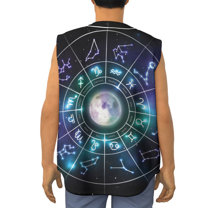 Galaxy Zodiac Wheel Print Sleeveless Baseball Jersey