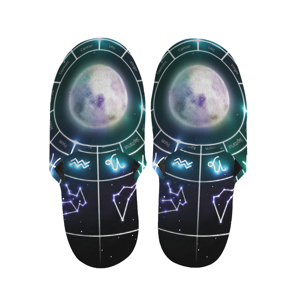 Galaxy Zodiac Wheel Print Slippers