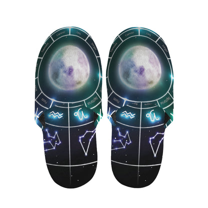 Galaxy Zodiac Wheel Print Slippers