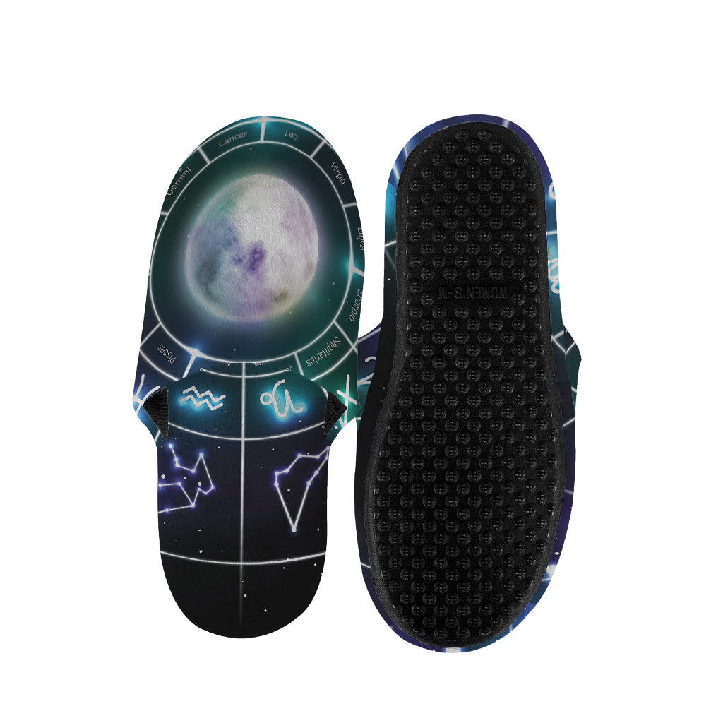 Galaxy Zodiac Wheel Print Slippers