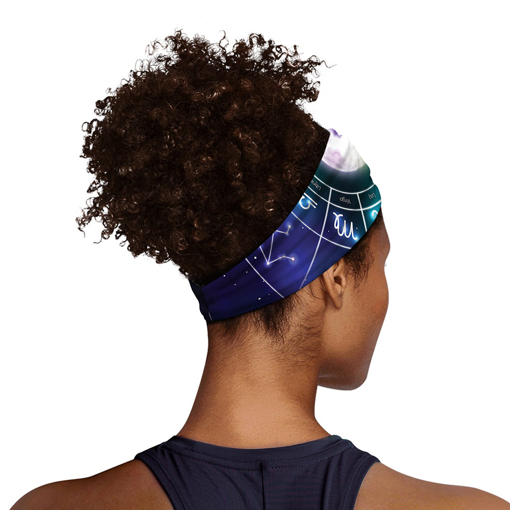 Galaxy Zodiac Wheel Print Sports Headband