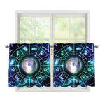 Galaxy Zodiac Wheel Print Tier Curtains
