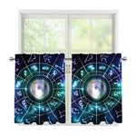 Galaxy Zodiac Wheel Print Tier Curtains
