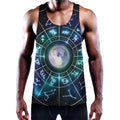 Galaxy Zodiac Wheel Print Men's Workout Tank Top