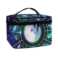 Galaxy Zodiac Wheel Print Travel Makeup Bag