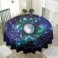 Galaxy Zodiac Wheel Print Waterproof Round Tablecloth
