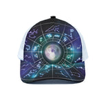 Galaxy Zodiac Wheel Print White Mesh Trucker Cap