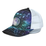 Galaxy Zodiac Wheel Print White Mesh Trucker Cap