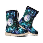 Galaxy Zodiac Wheel Print Winter Boots