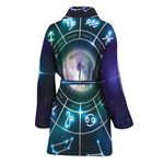 Galaxy Zodiac Wheel Print Women's Bathrobe
