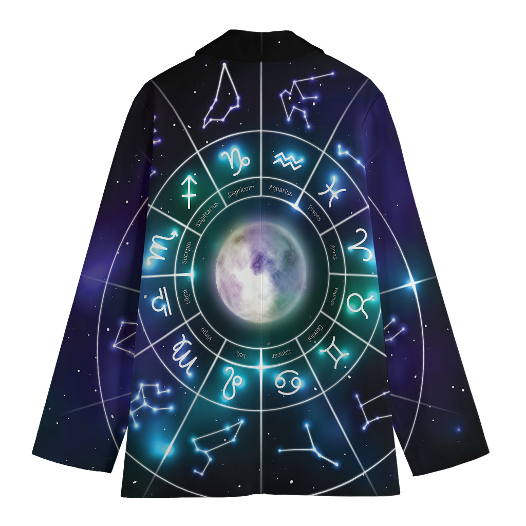Galaxy Zodiac Wheel Print Women's Blazer
