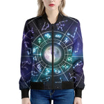 Galaxy Zodiac Wheel Print Women's Bomber Jacket