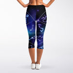 Galaxy Zodiac Wheel Print Women's Capri Leggings