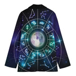 Galaxy Zodiac Wheel Print Women's Cotton Blazer