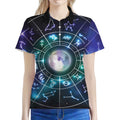 Galaxy Zodiac Wheel Print Women's Polo Shirt