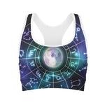 Galaxy Zodiac Wheel Print Women's Sports Bra