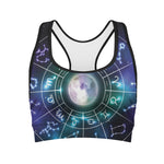 Galaxy Zodiac Wheel Print Women's Sports Bra