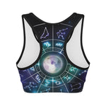 Galaxy Zodiac Wheel Print Women's Sports Bra
