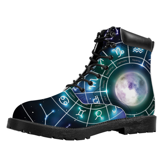 Galaxy Zodiac Wheel Print Work Boots