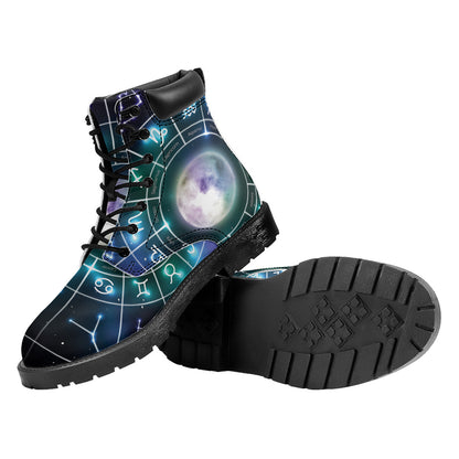 Galaxy Zodiac Wheel Print Work Boots