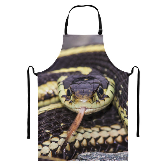 Garter Snake Print Bib Apron With Pocket