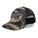 Garter Snake Print Black Mesh Trucker Cap