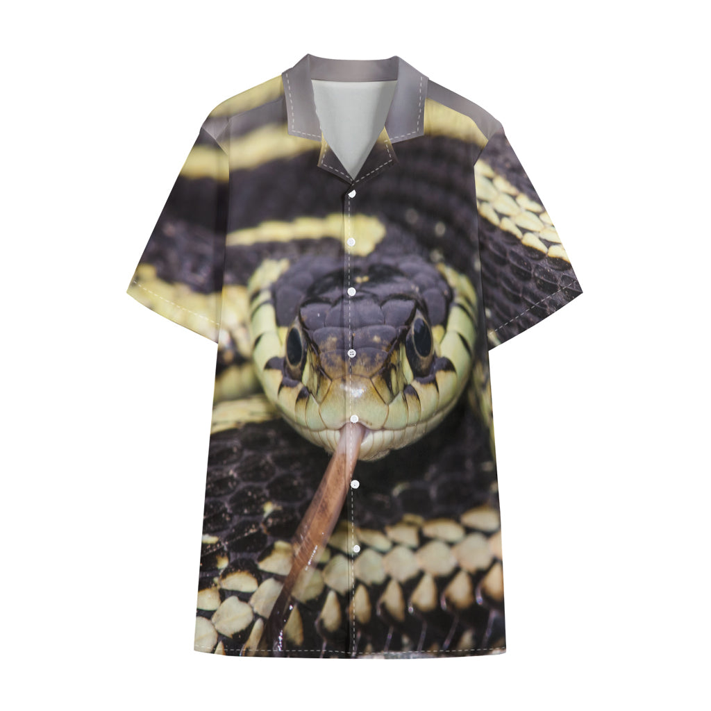 Garter Snake Print Cotton Hawaiian Shirt