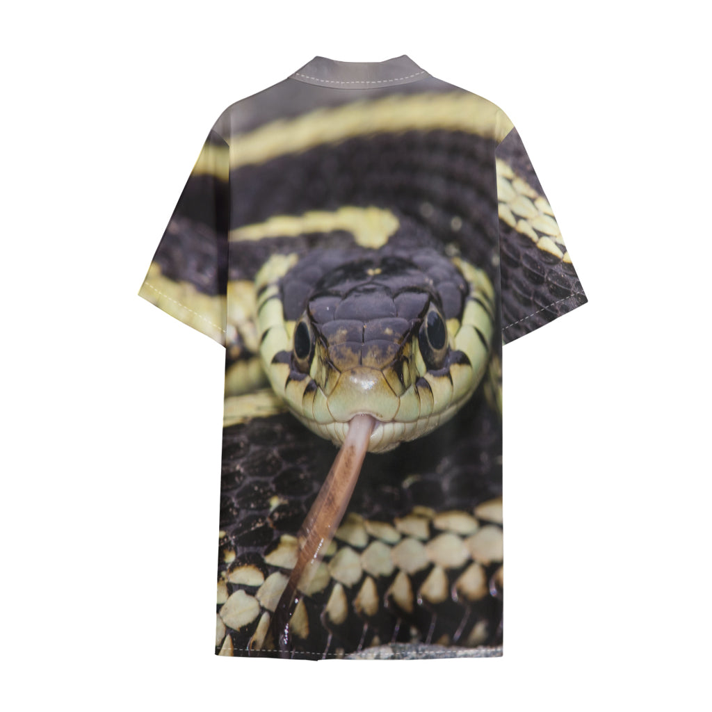 Garter Snake Print Cotton Hawaiian Shirt