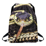 Garter Snake Print Drawstring Backpack