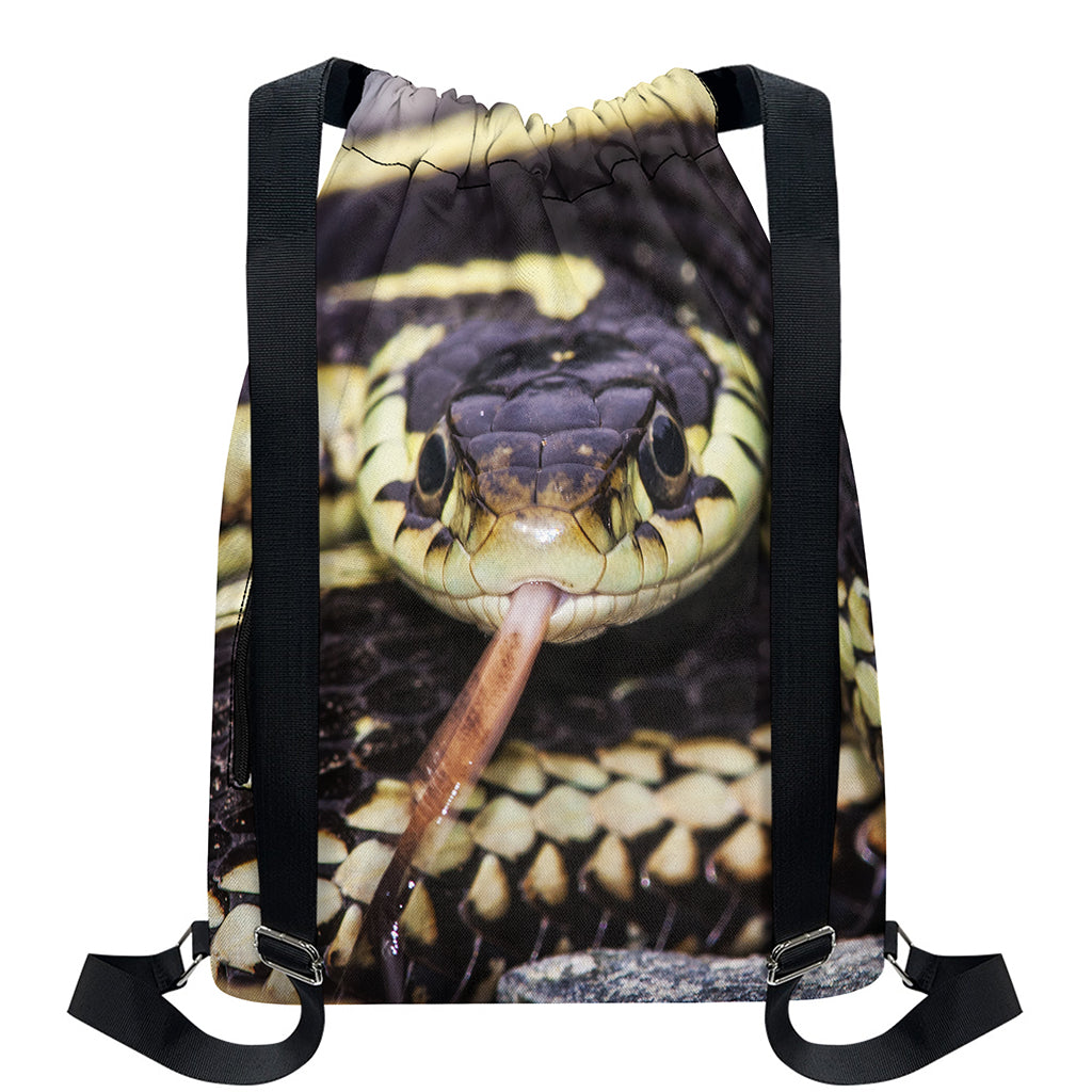 Garter Snake Print Drawstring Backpack