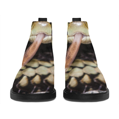 Garter Snake Print Flat Ankle Boots