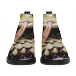 Garter Snake Print Flat Ankle Boots