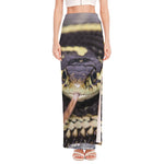 Garter Snake Print High Slit Maxi Skirt