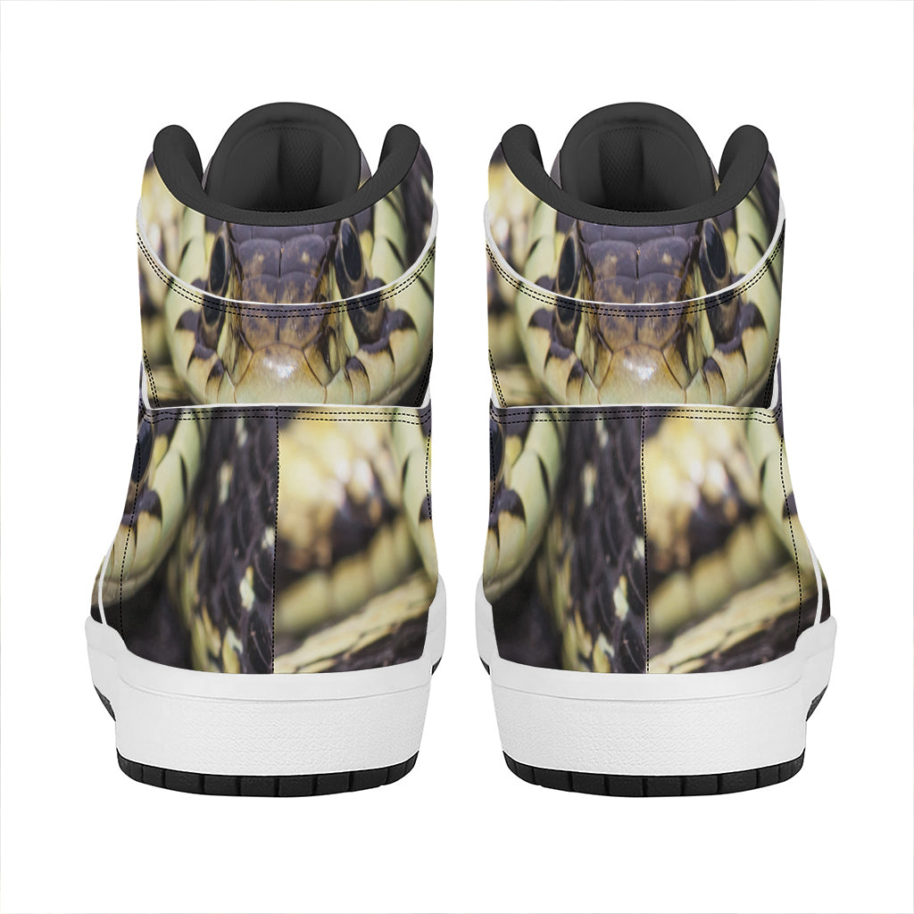 Garter Snake Print High Top Leather Sneakers