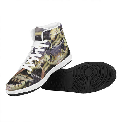 Garter Snake Print High Top Leather Sneakers