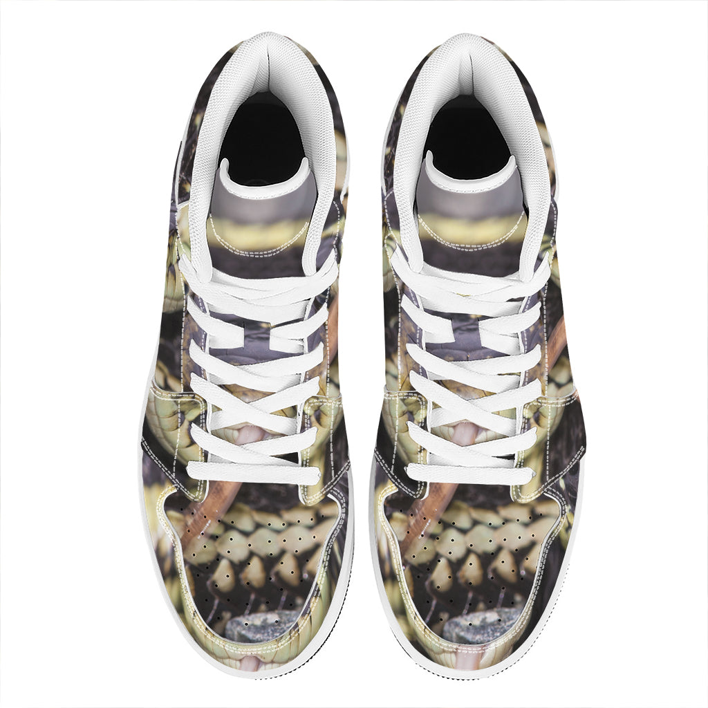 Garter Snake Print High Top Leather Sneakers