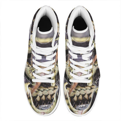 Garter Snake Print High Top Leather Sneakers