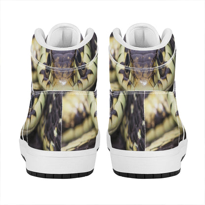 Garter Snake Print High Top Leather Sneakers
