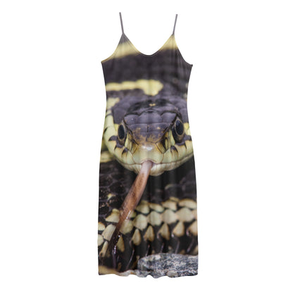 Garter Snake Print Jersey Midi Cami Dress