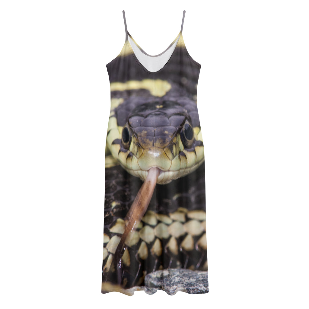 Garter Snake Print Jersey Midi Cami Dress