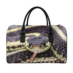 Garter Snake Print Leather Duffle Bag