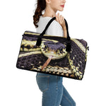Garter Snake Print Leather Duffle Bag