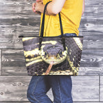 Garter Snake Print Leather Tote Bag