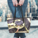 Garter Snake Print Leather Tote Bag