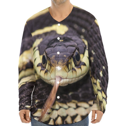 Garter Snake Print Long Sleeve Baseball Jersey
